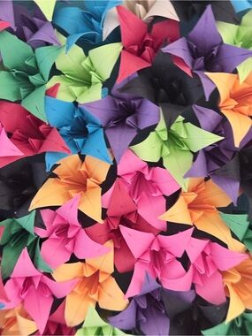Colorful 3D Origami Flower Wall Art - Multicolor